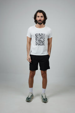 Abstract Composition Tee — White