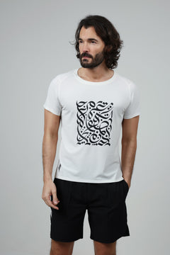Abstract Composition Tee — White